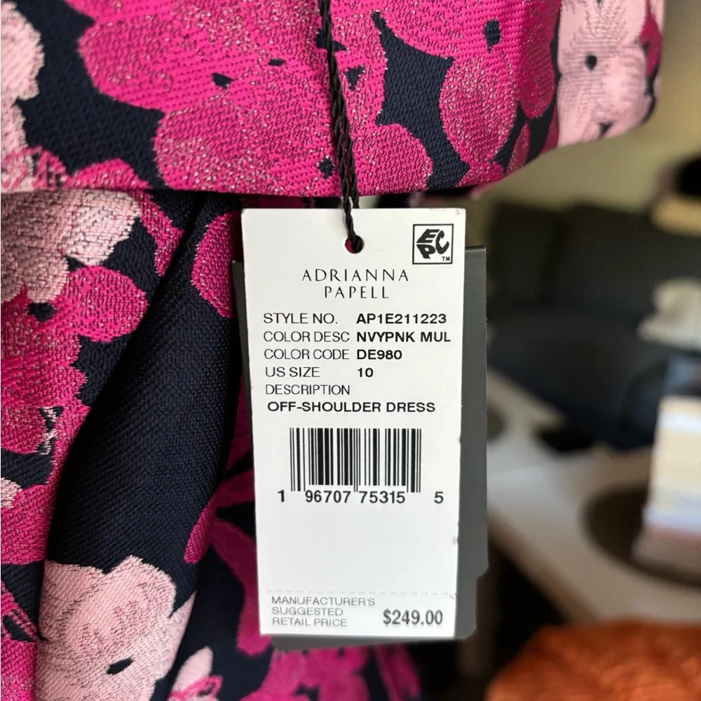 Adrianna Papell Navy and Pink Floral Dress - Picture 3 of 7